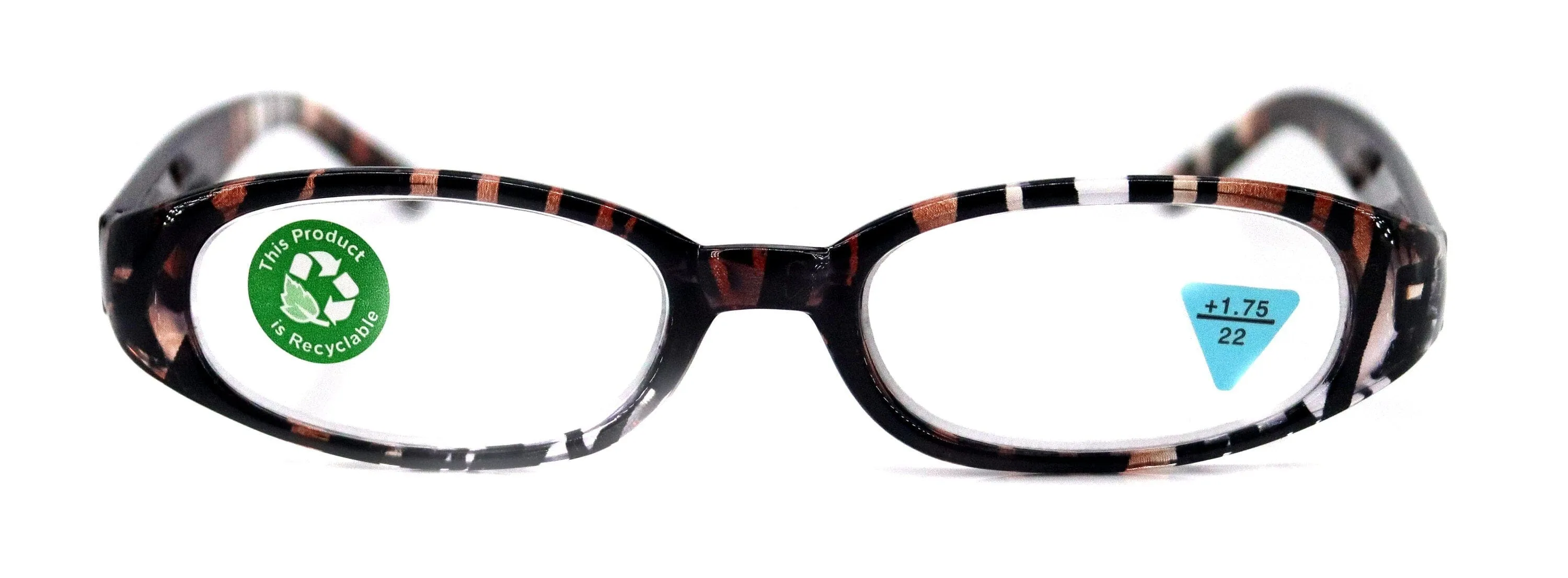 Isabella, (Premium) Reading Glasses, Fashion Reader (Zebra Brown) Animal Print Oval  4  5  6 High Magnification NY Fifth Avenue (Wide Frame)