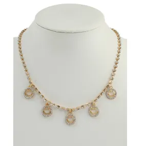 JAN44203 - Rhinestone Smile Charm Necklace