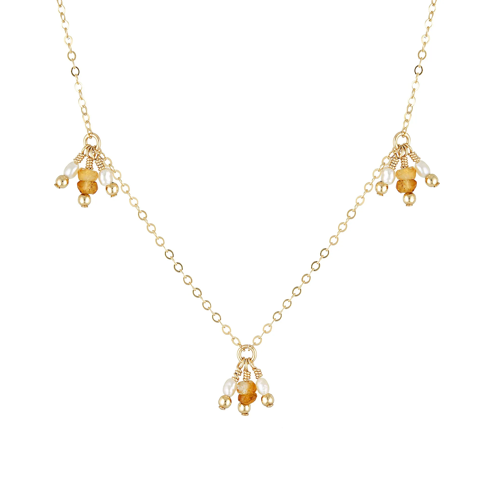 Joya Necklace ~ Citrine & Pearl