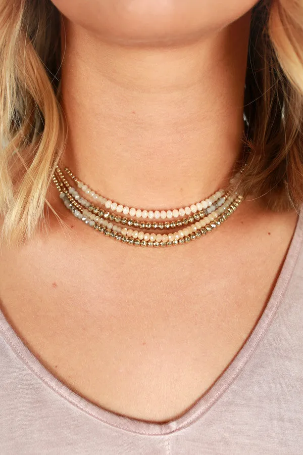 Keeping You Close Layered Necklace In Champagne