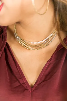 Keeping You Close Layered Necklace In Champagne