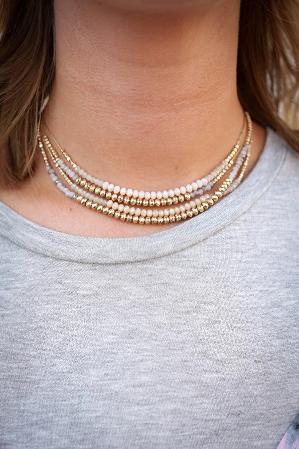 Keeping You Close Layered Necklace In Champagne