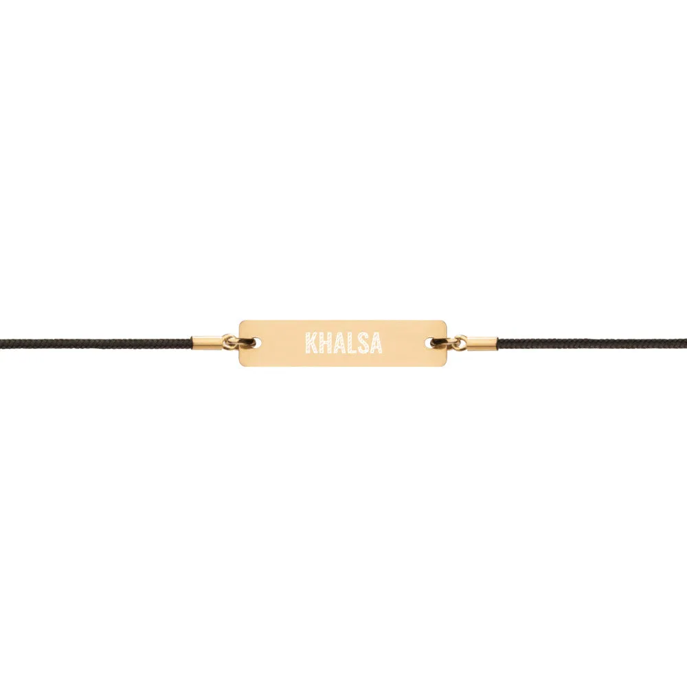 KHALSA  Engraved Silver Bar String Bracelet