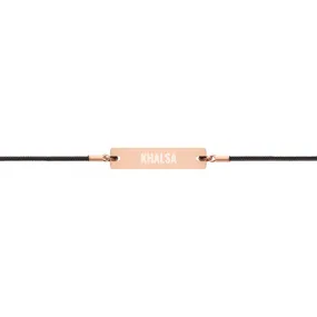 KHALSA  Engraved Silver Bar String Bracelet