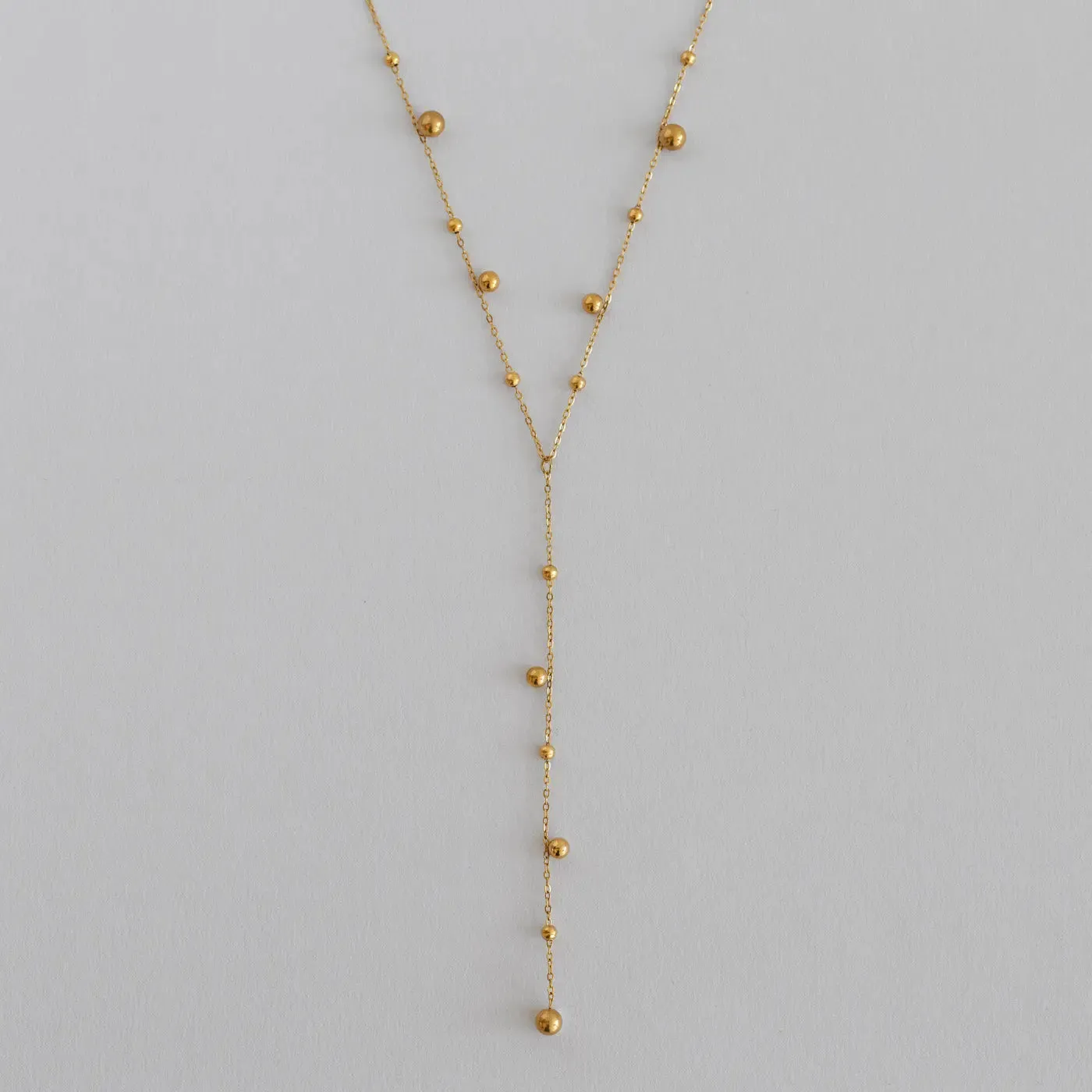 Klara - Lariat Necklace with Gold Dots Stainless Steel