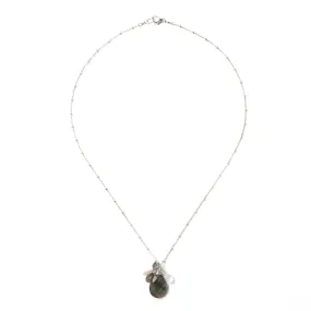 Labradorite & Rose Quartz on Sterling Necklace / KB14