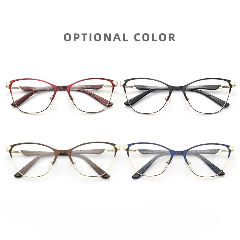 Laoyehui Unisex Eyeglasses Cat Eye Alloy Reading Glasses 8184 Black Red
