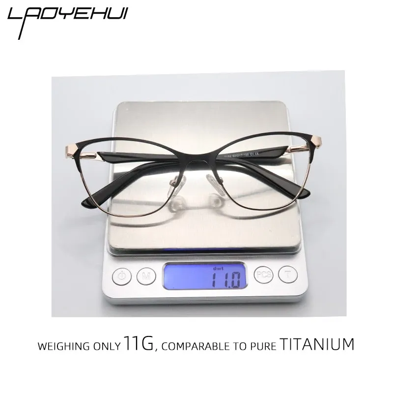 Laoyehui Unisex Eyeglasses Cat Eye Alloy Reading Glasses 8184 Black Red
