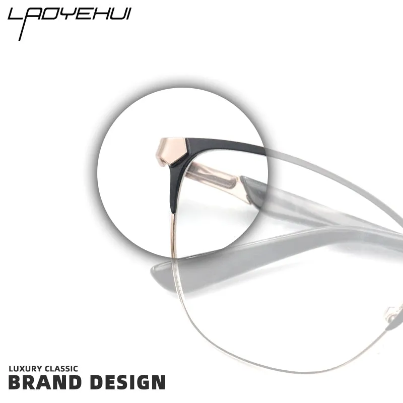 Laoyehui Unisex Eyeglasses Cat Eye Alloy Reading Glasses 8184 Black Red