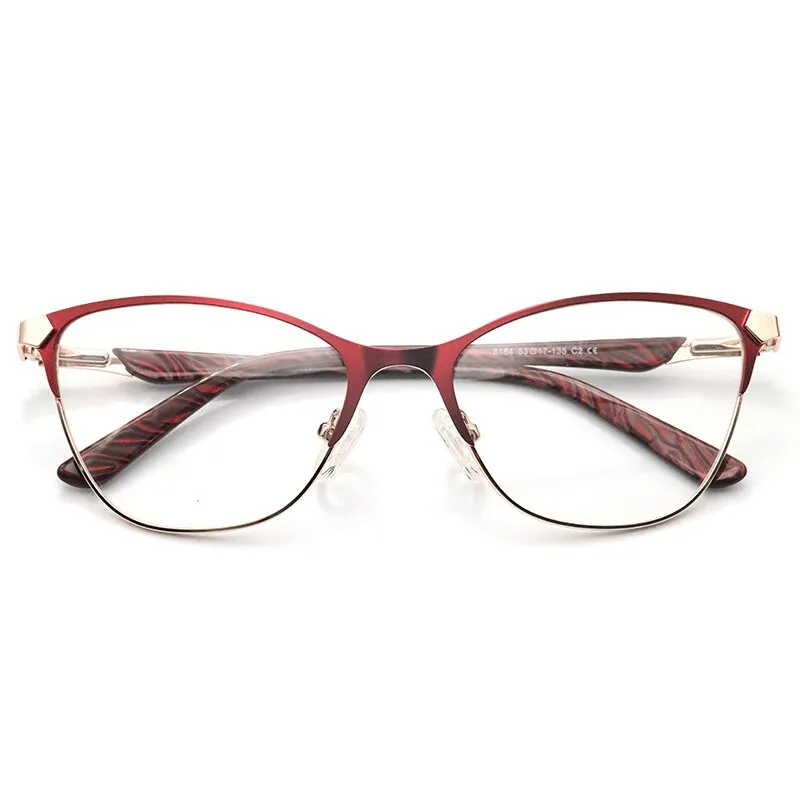 Laoyehui Unisex Eyeglasses Cat Eye Alloy Reading Glasses 8184 Black Red