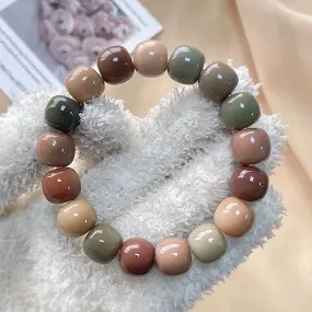 Large Natural Bodhi Root Bracelet with Buddha Beads
