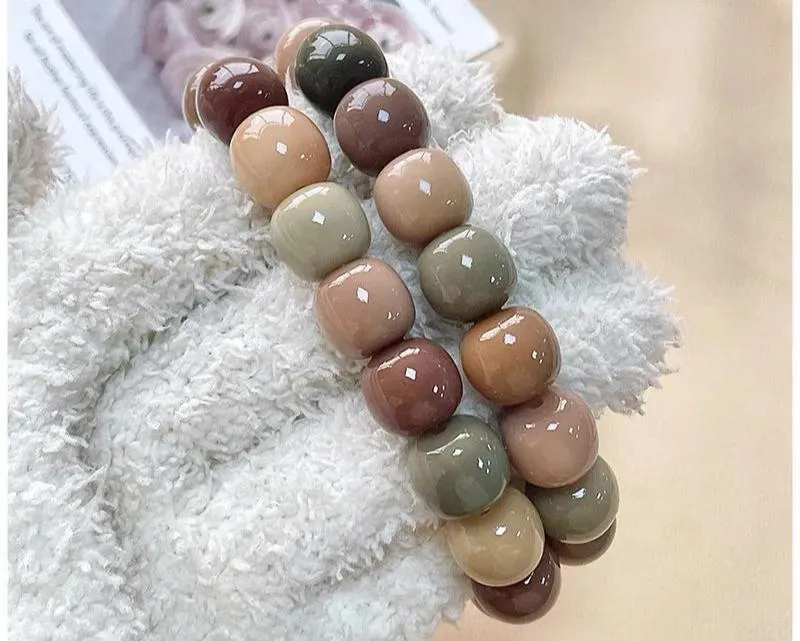 Large Natural Bodhi Root Bracelet with Buddha Beads