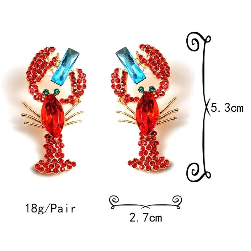 Lobster Blues Crystal Drop Earrings