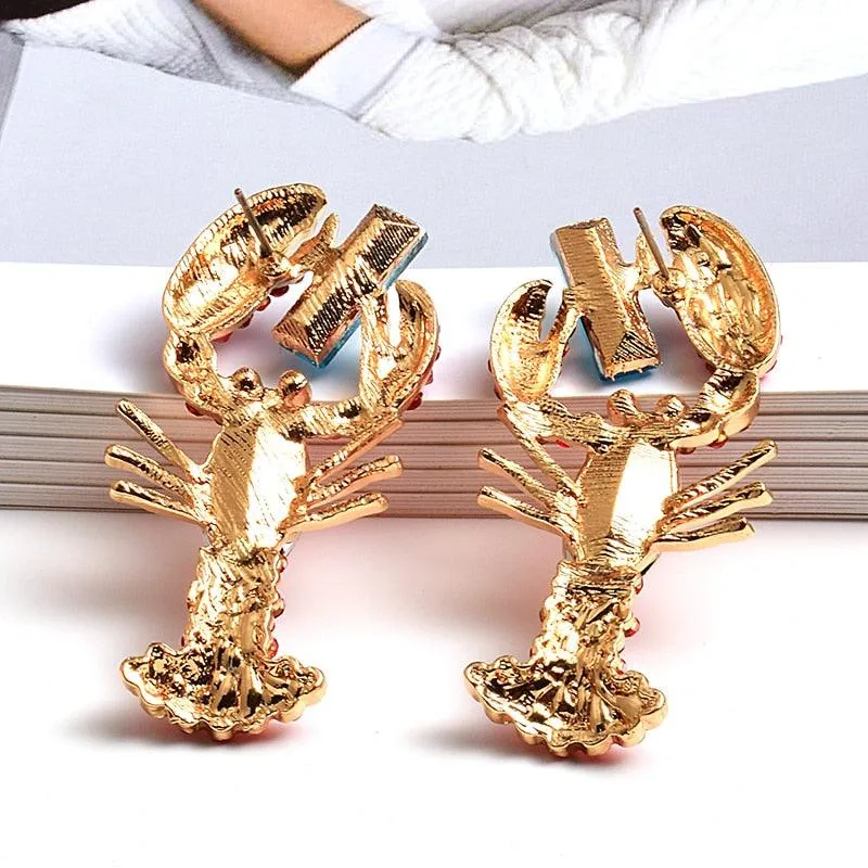Lobster Blues Crystal Drop Earrings