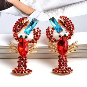 Lobster Blues Crystal Drop Earrings