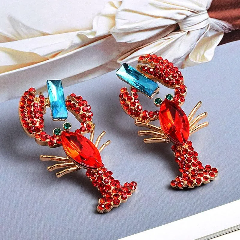 Lobster Blues Crystal Drop Earrings