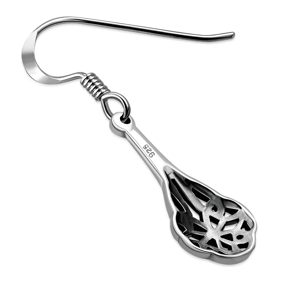 Long Celtic Trinity Silver Drop Earrings