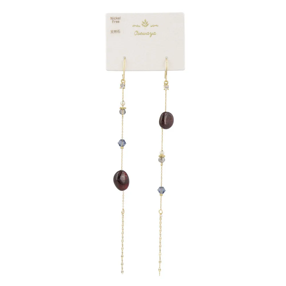 Long Drop Gem Station Earrings