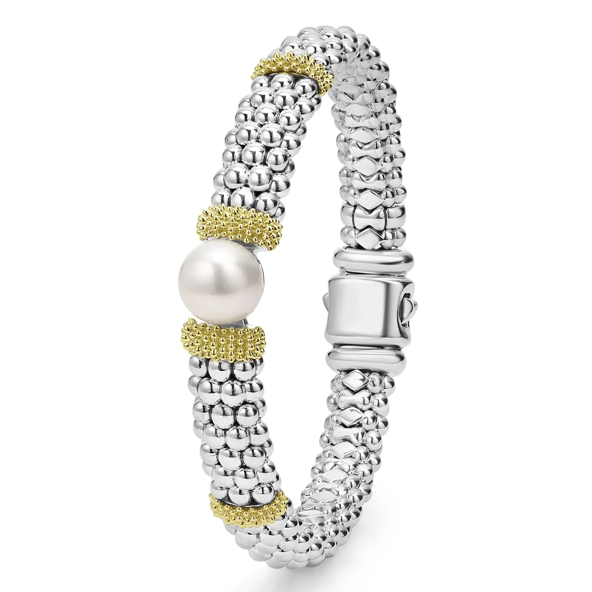 Luna Two-Tone Pearl Caviar Bracelet | 9mm