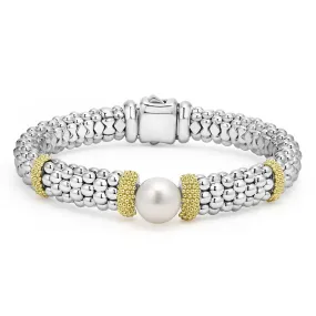 Luna Two-Tone Pearl Caviar Bracelet | 9mm