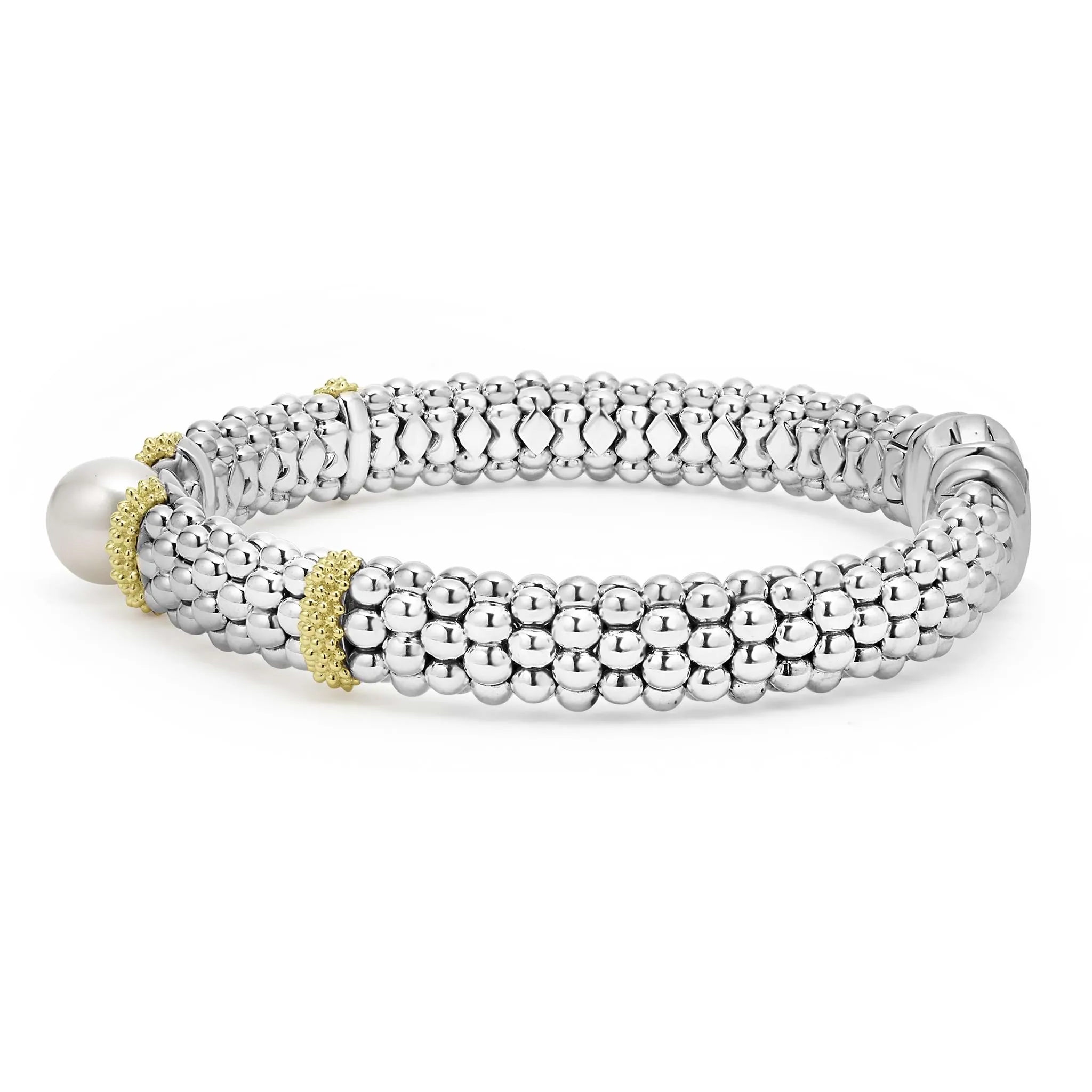 Luna Two-Tone Pearl Caviar Bracelet | 9mm