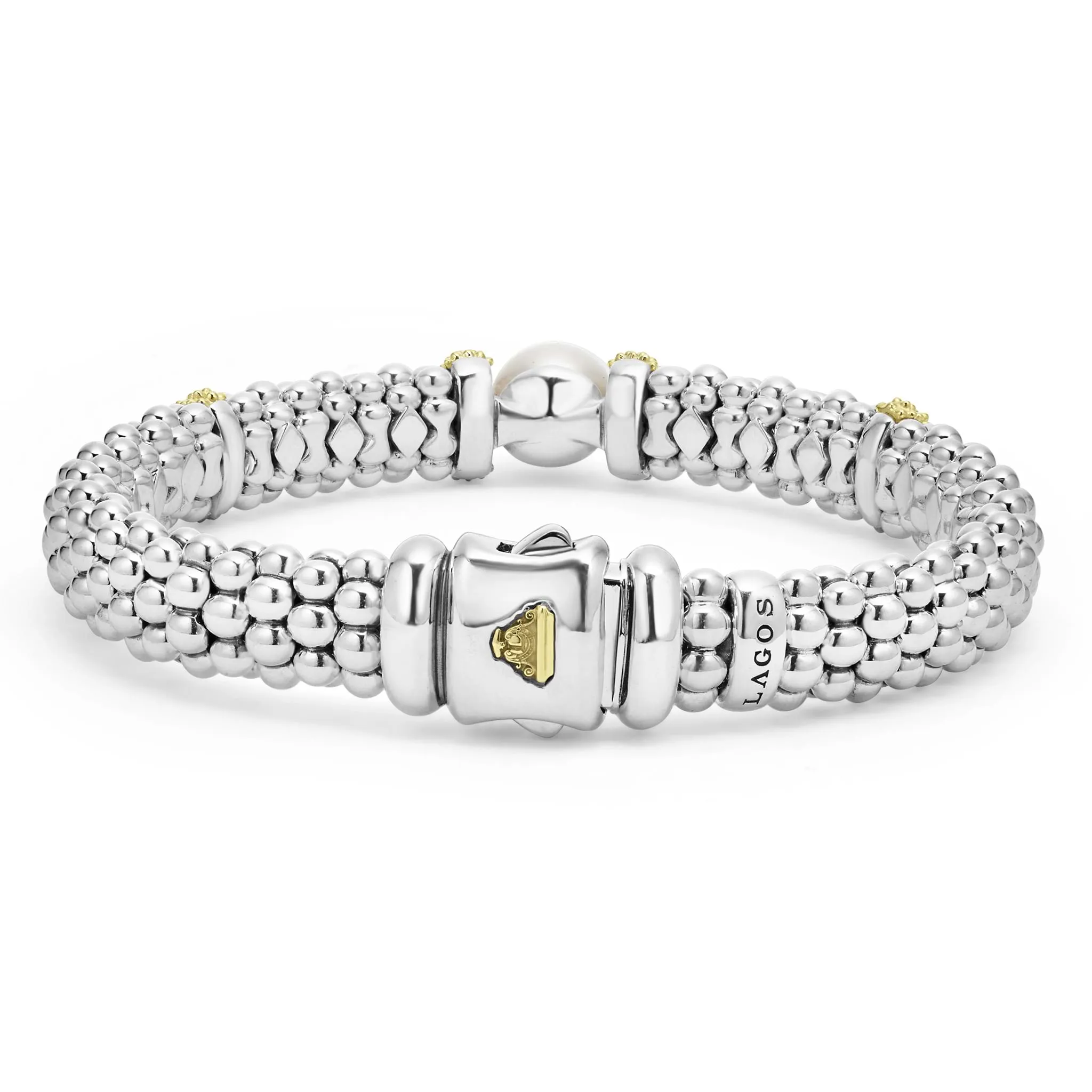 Luna Two-Tone Pearl Caviar Bracelet | 9mm
