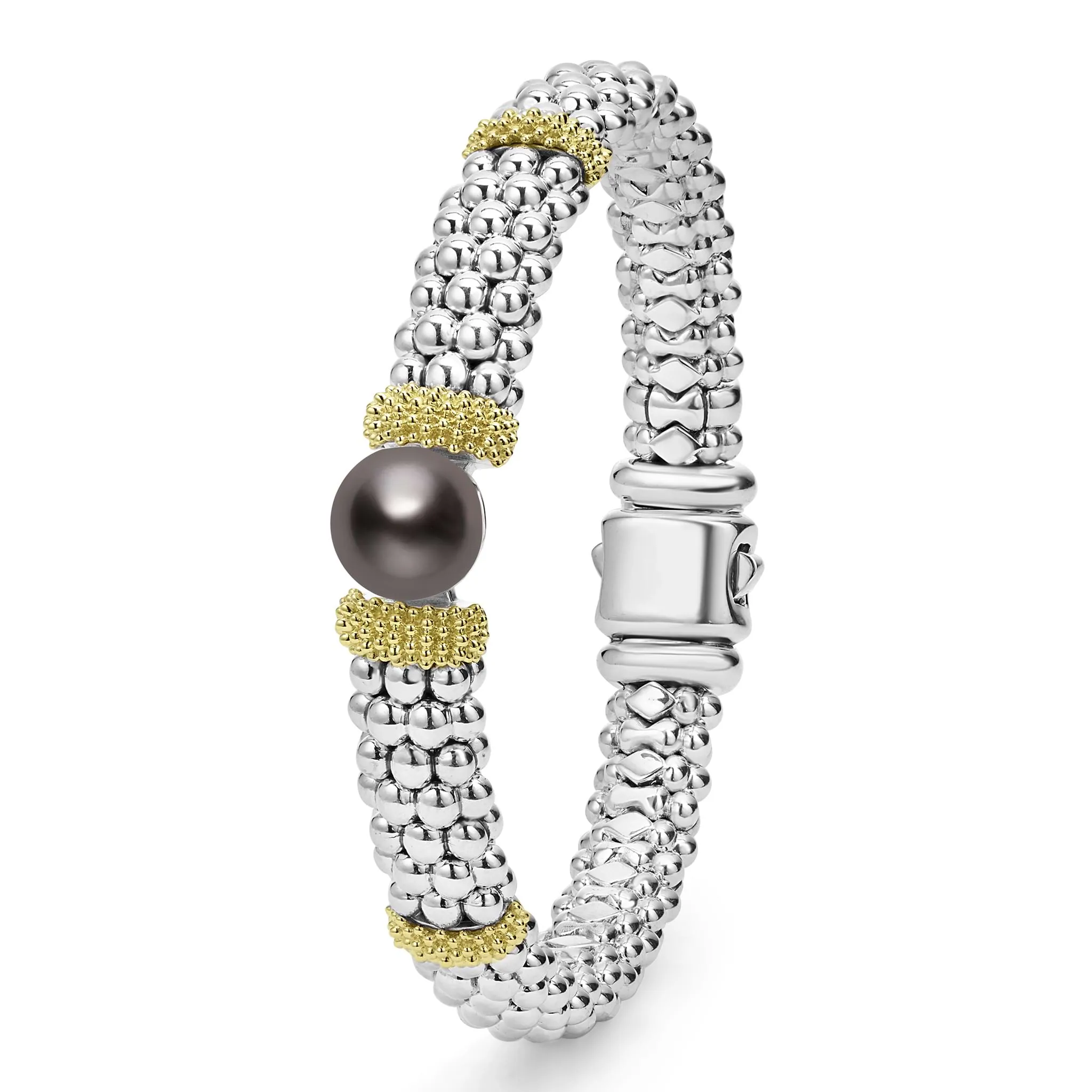 Luna Two-Tone Tahitian Black Pearl Caviar Bracelet | 9mm