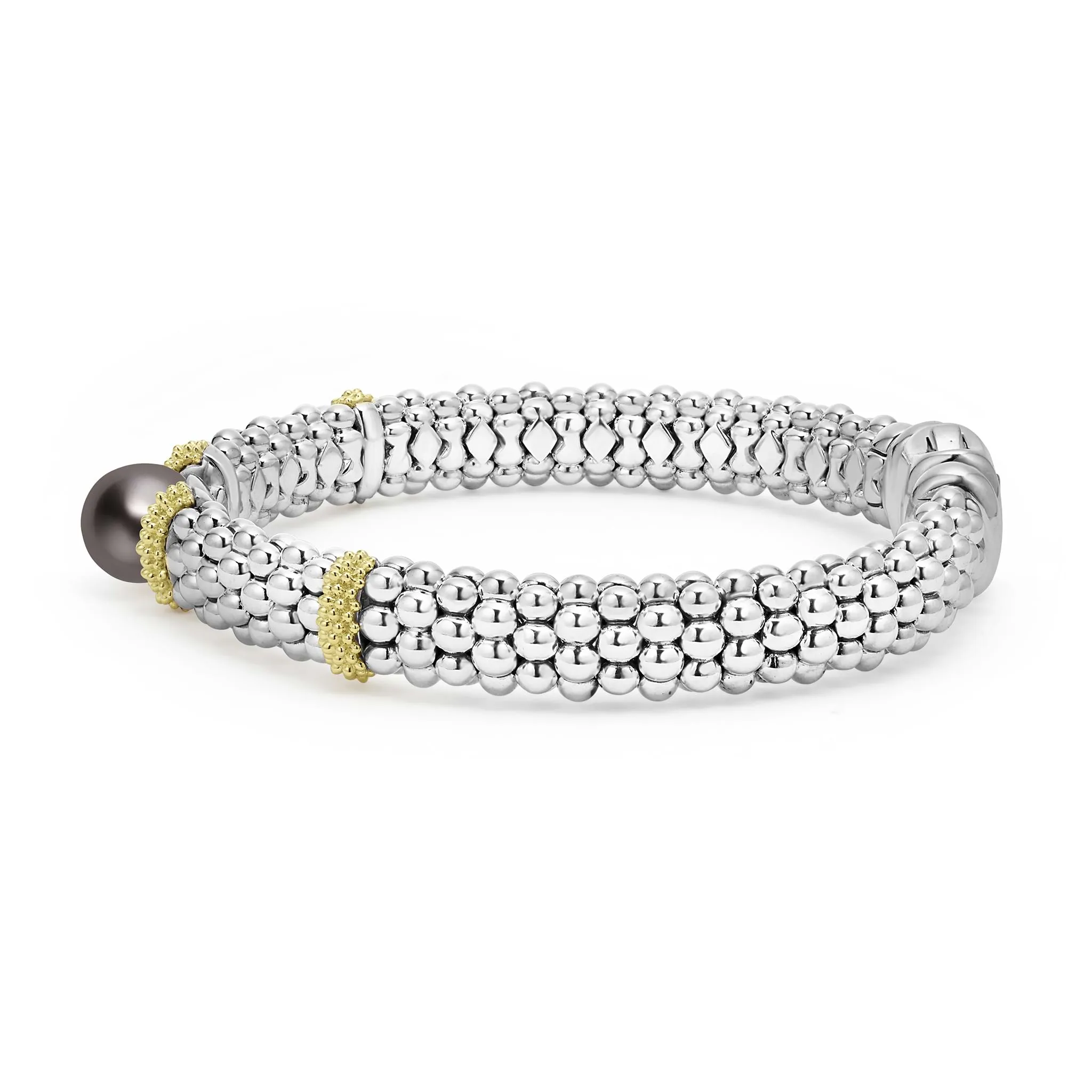 Luna Two-Tone Tahitian Black Pearl Caviar Bracelet | 9mm