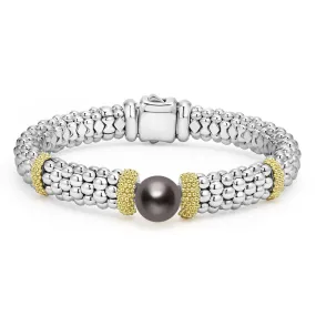 Luna Two-Tone Tahitian Black Pearl Caviar Bracelet | 9mm