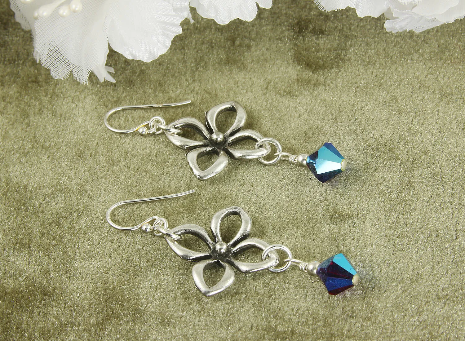 Lustrous Purple Floral Handmade Earrings