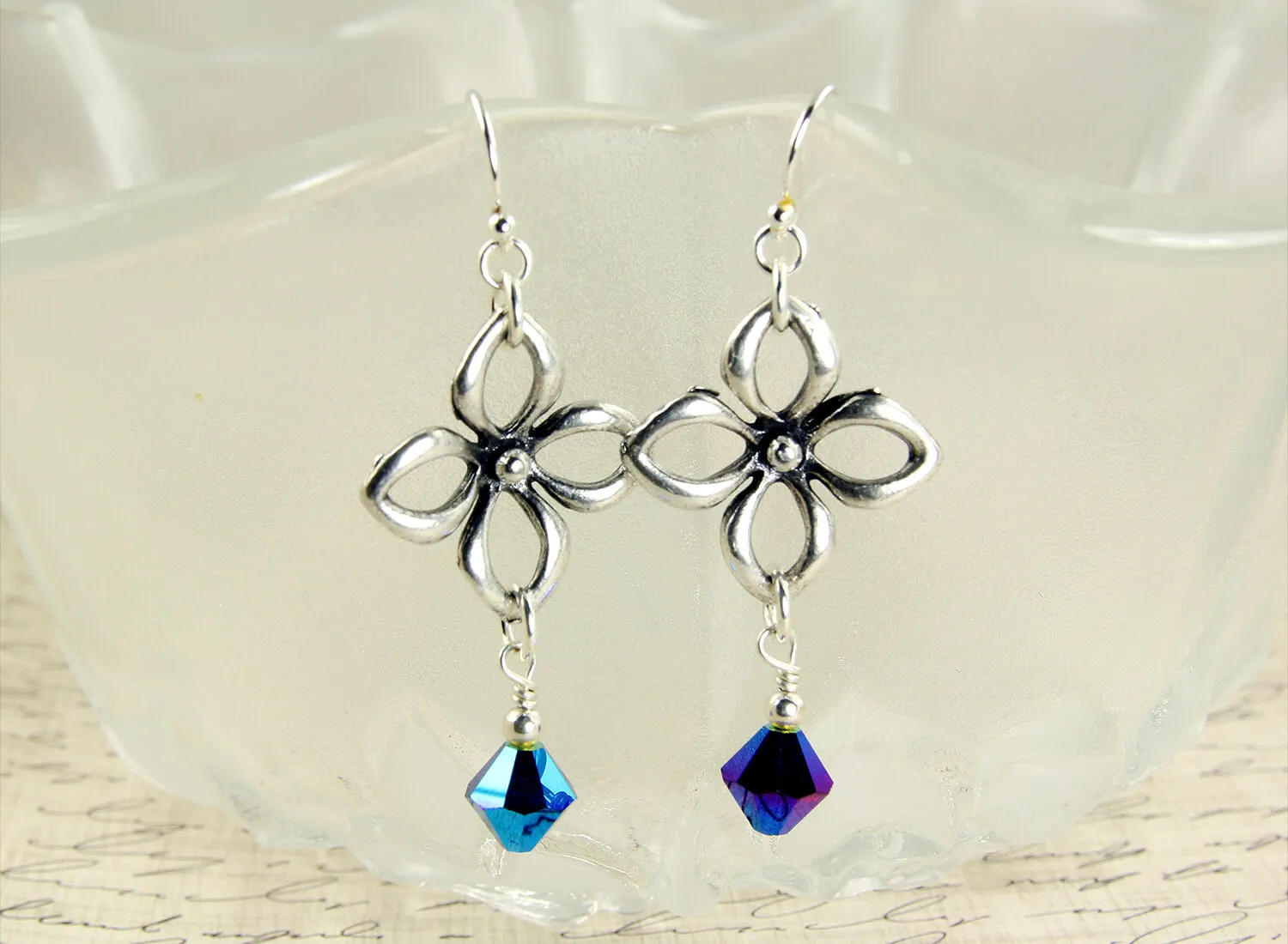 Lustrous Purple Floral Handmade Earrings