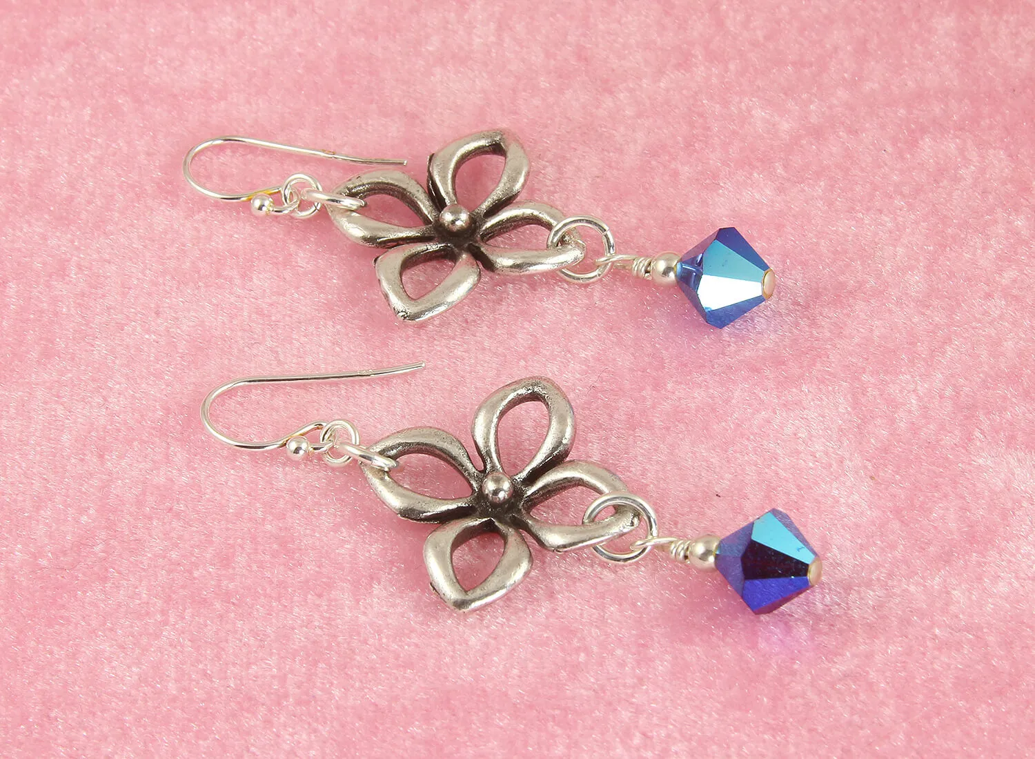 Lustrous Purple Floral Handmade Earrings