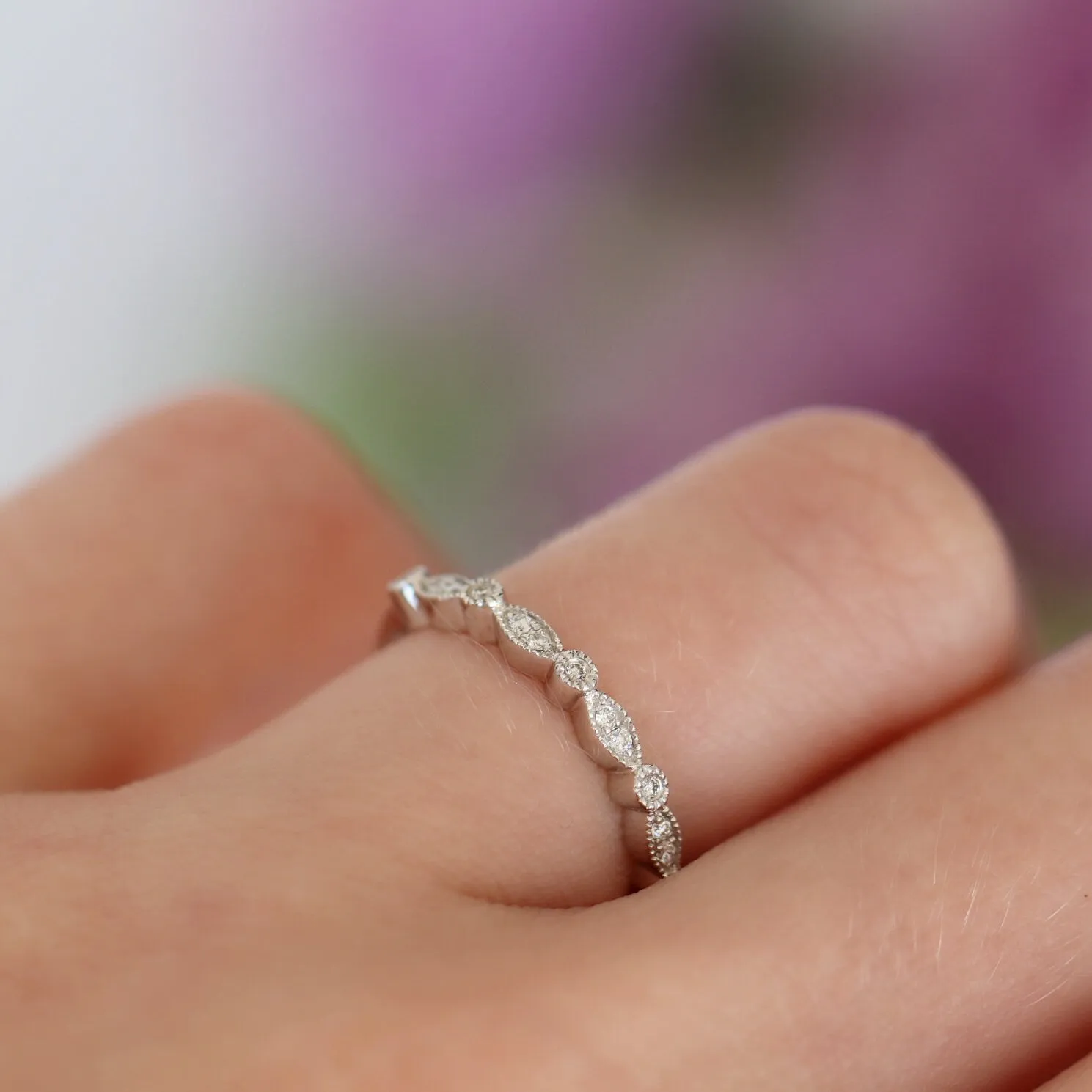 Luxe Diamond Wedding Band- Sterling Silver