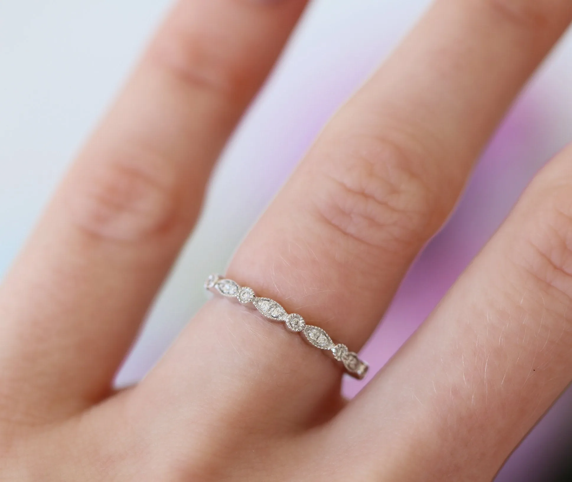 Luxe Diamond Wedding Band- Sterling Silver