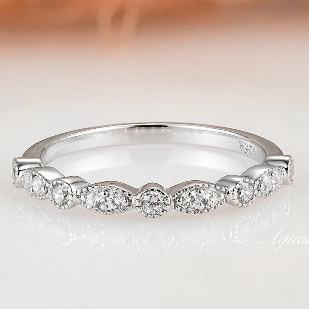 Luxe Diamond Wedding Band- Sterling Silver