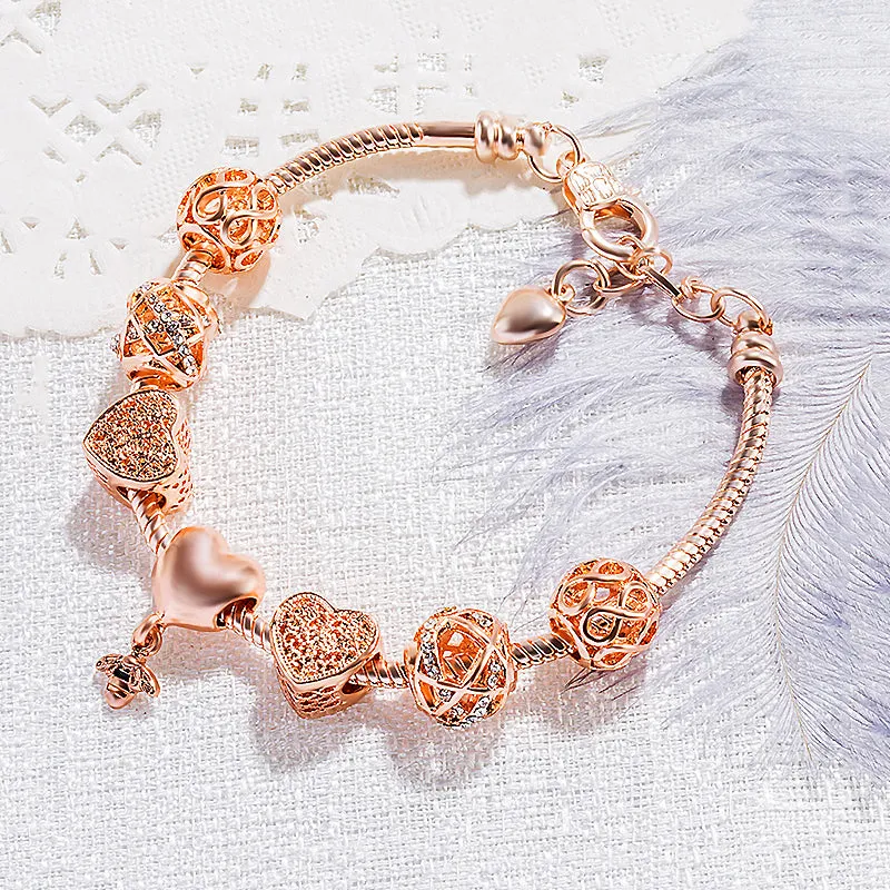 Luxe6080 - Heart & Bee Charm Bracelet