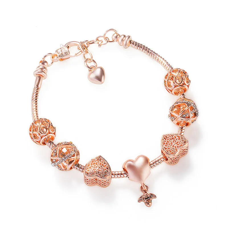 Luxe6080 - Heart & Bee Charm Bracelet