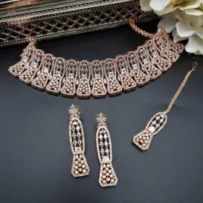 LYLAH Rose Gold American Diamond CZ Choker Necklace