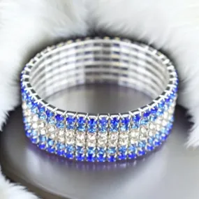 MADISON - Blue clear 6 row stretch rhinestone bracelet