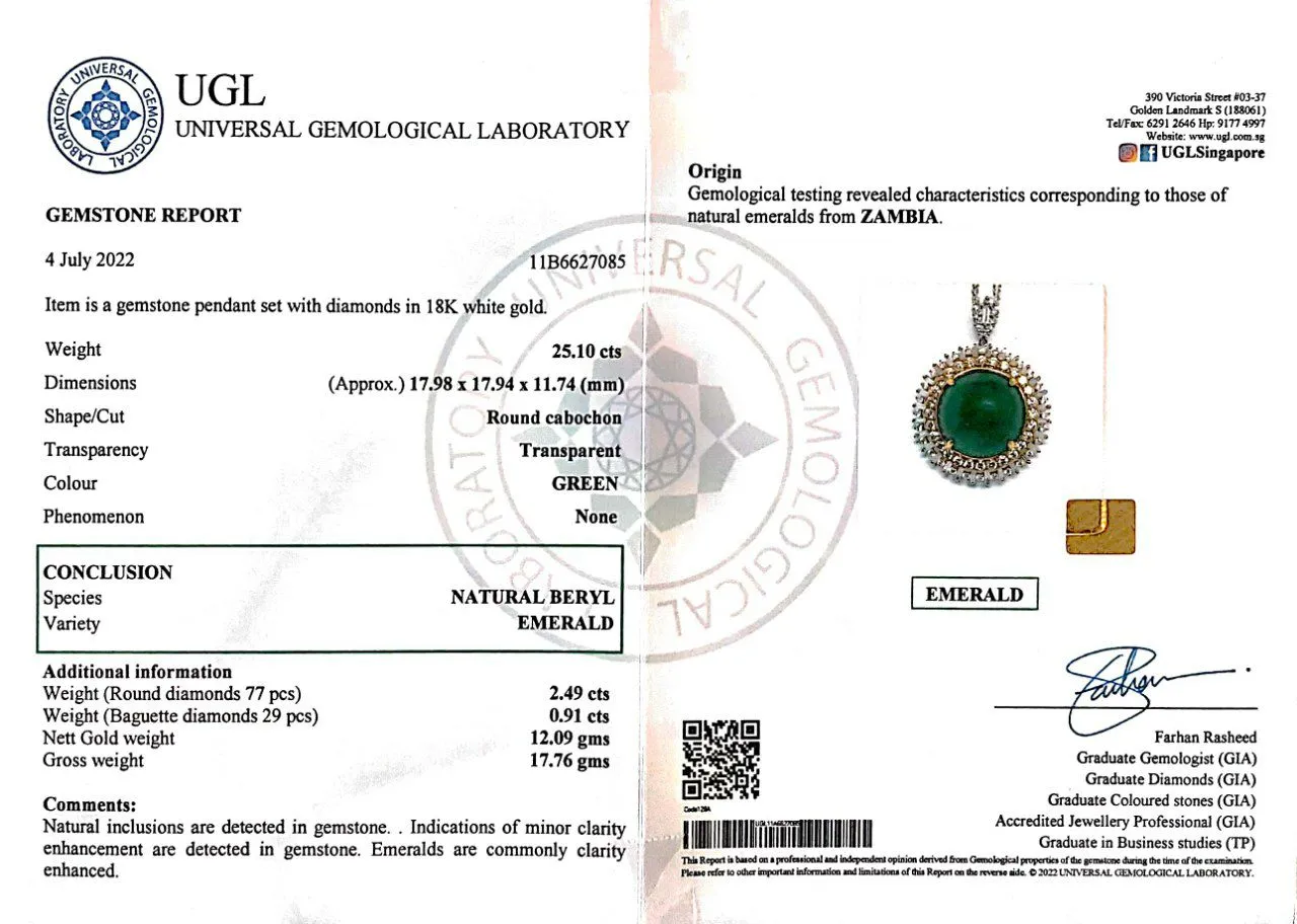 Mahar Emerald Round Double Halo Necklace M652