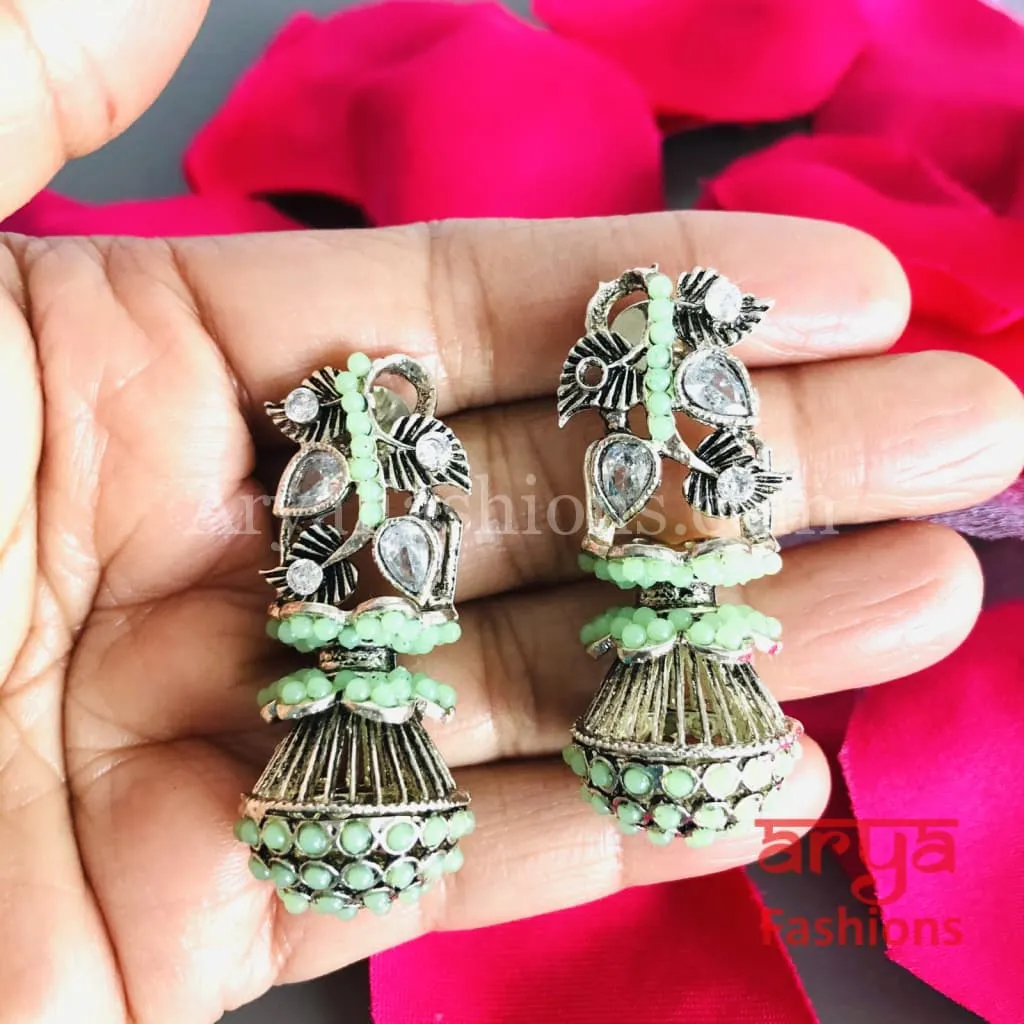 Mahi Oxidized Silver Tribal Earrings/Ethnic German Silver Earrings