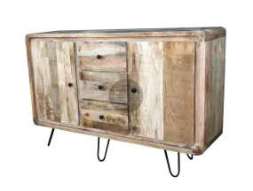 Mango wood 3 draw hairpin drawchest sideboard