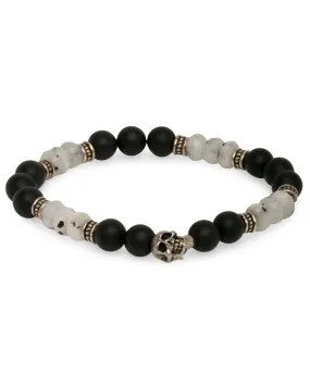 Matte Onyx and Rutilated Moonstone Beaded Bracelet