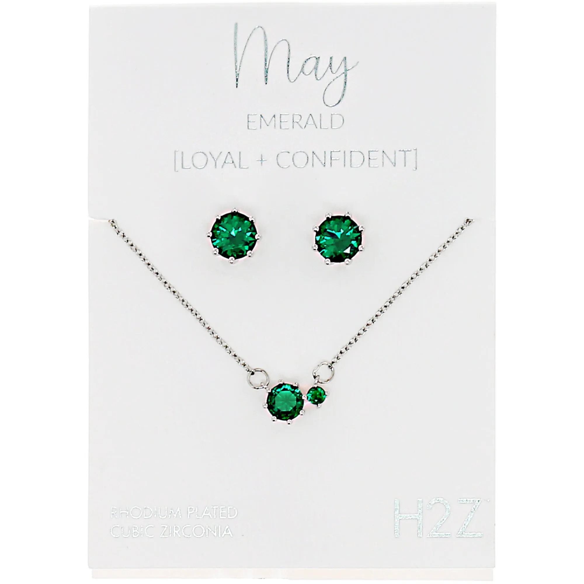 May Emerald 16.5"-18.5" Birthstone Jewelry Gift Set