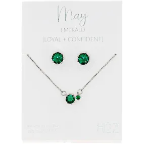 May Emerald 16.5"-18.5" Birthstone Jewelry Gift Set