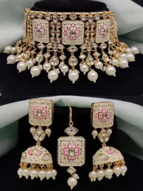 Meenakari And Beads Choker Set