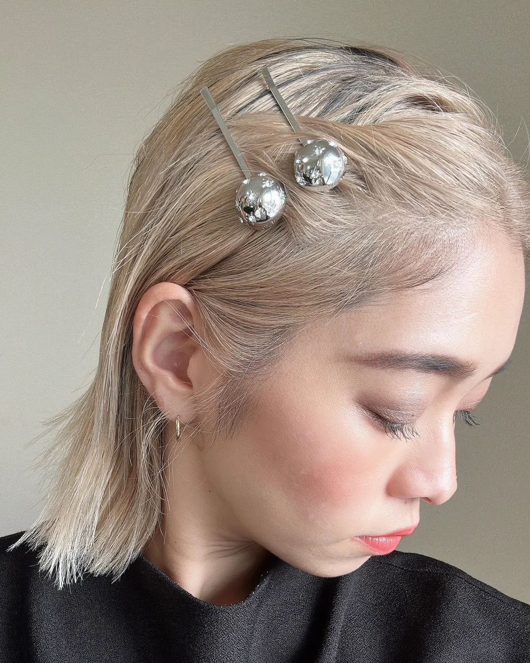 Metal Silver Ball Hair Pin