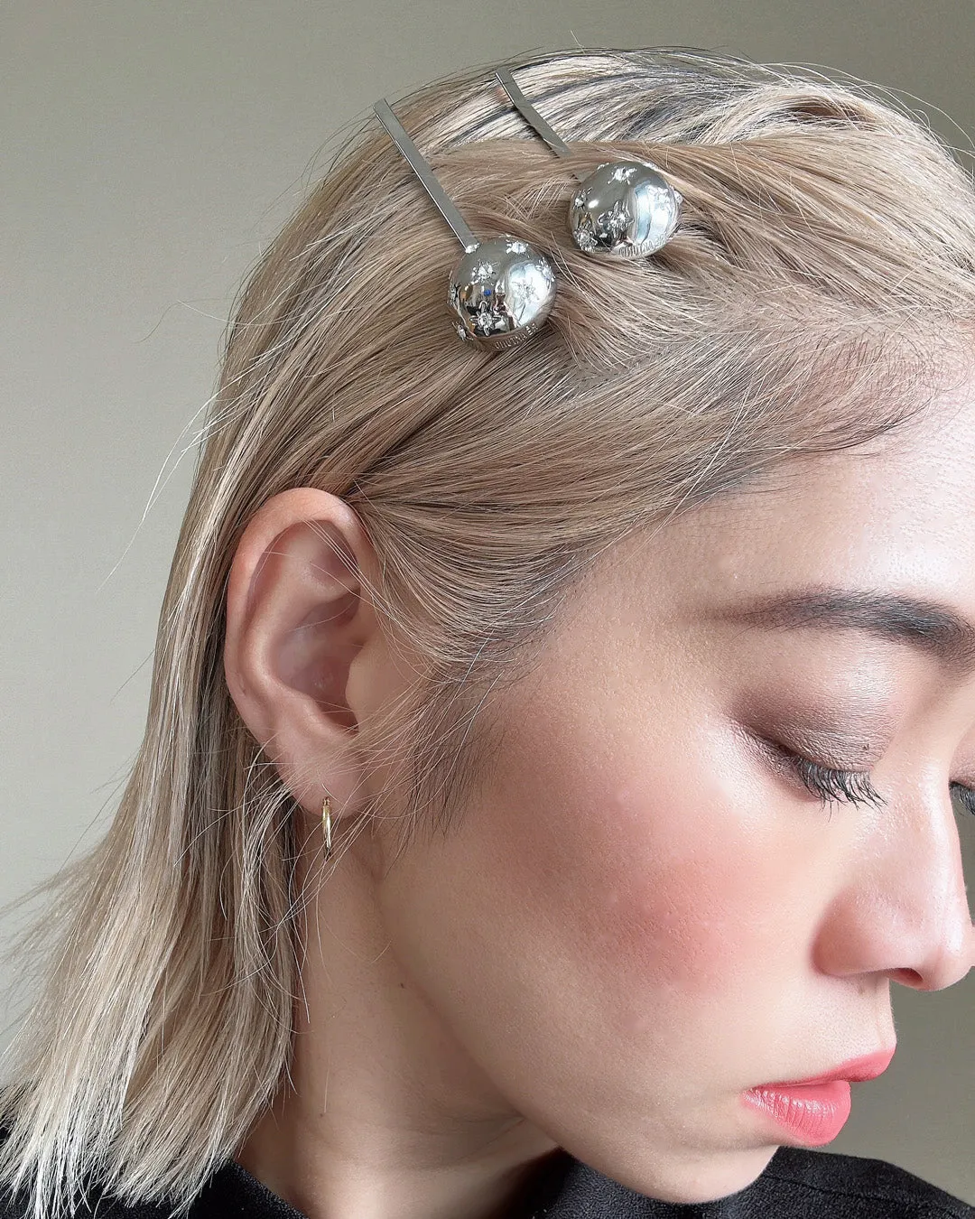 Metal Silver Ball Hair Pin