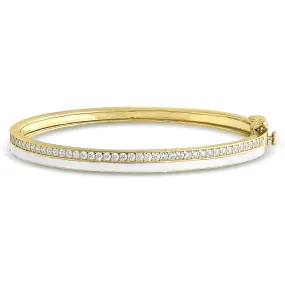 Micro Pavé White Enamel Bangle - PREORDER