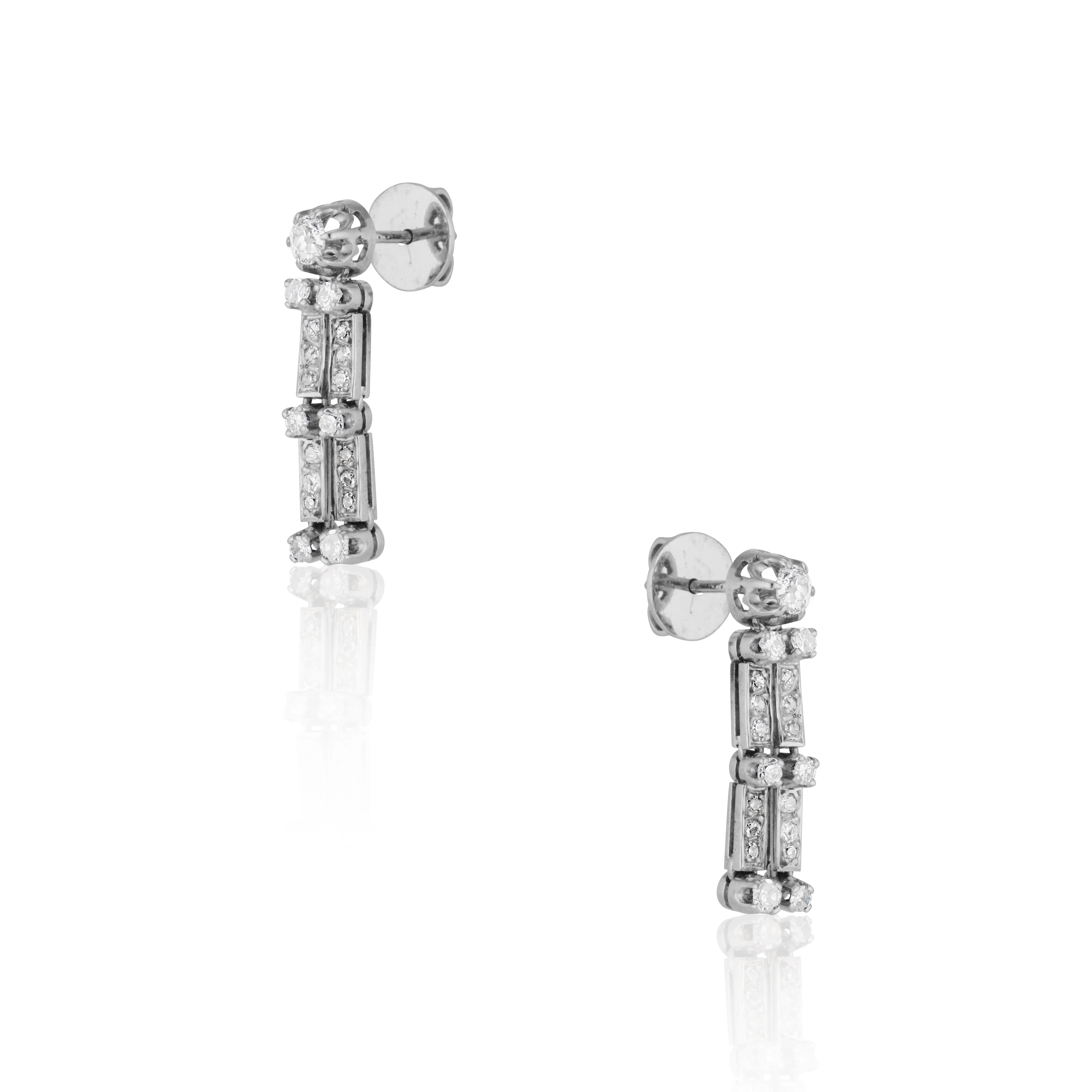Mid Century Diamond Fringe Earrings